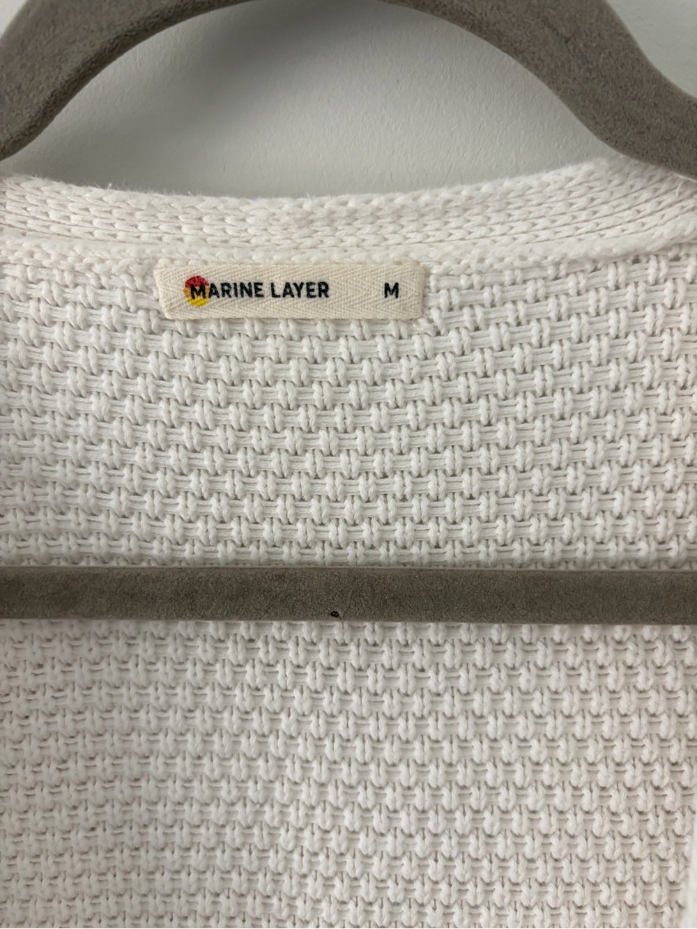 Marine Layer White Catalina Knit Cotton Long Sleeve Open Casual Cardigan M - Picture 4 of 8